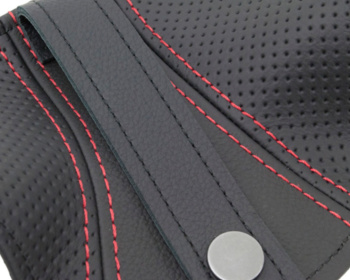  - Type: Genuine Dimpled Leather - Color: Black x Red - JSG-102