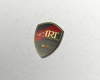  - Colour: Red, Black & Gold (Brass) - Size: W50mm H70mm - ART Crest Emblem