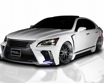 LS460 - USF40 - 3 Piece Set: Front Bumper Spoiler + Rear Bumper Spoiler + Side Steps - Construction: FRP - Colour: Unpainted - BP-JLDSS-LS-3PS