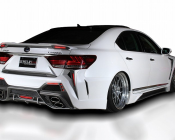 LS460 - USF40 - 3 Piece Set: Front Bumper Spoiler + Rear Bumper Spoiler + Side Steps - Construction: FRP - Colour: Unpainted - BP-JLDSS-LS-3PS