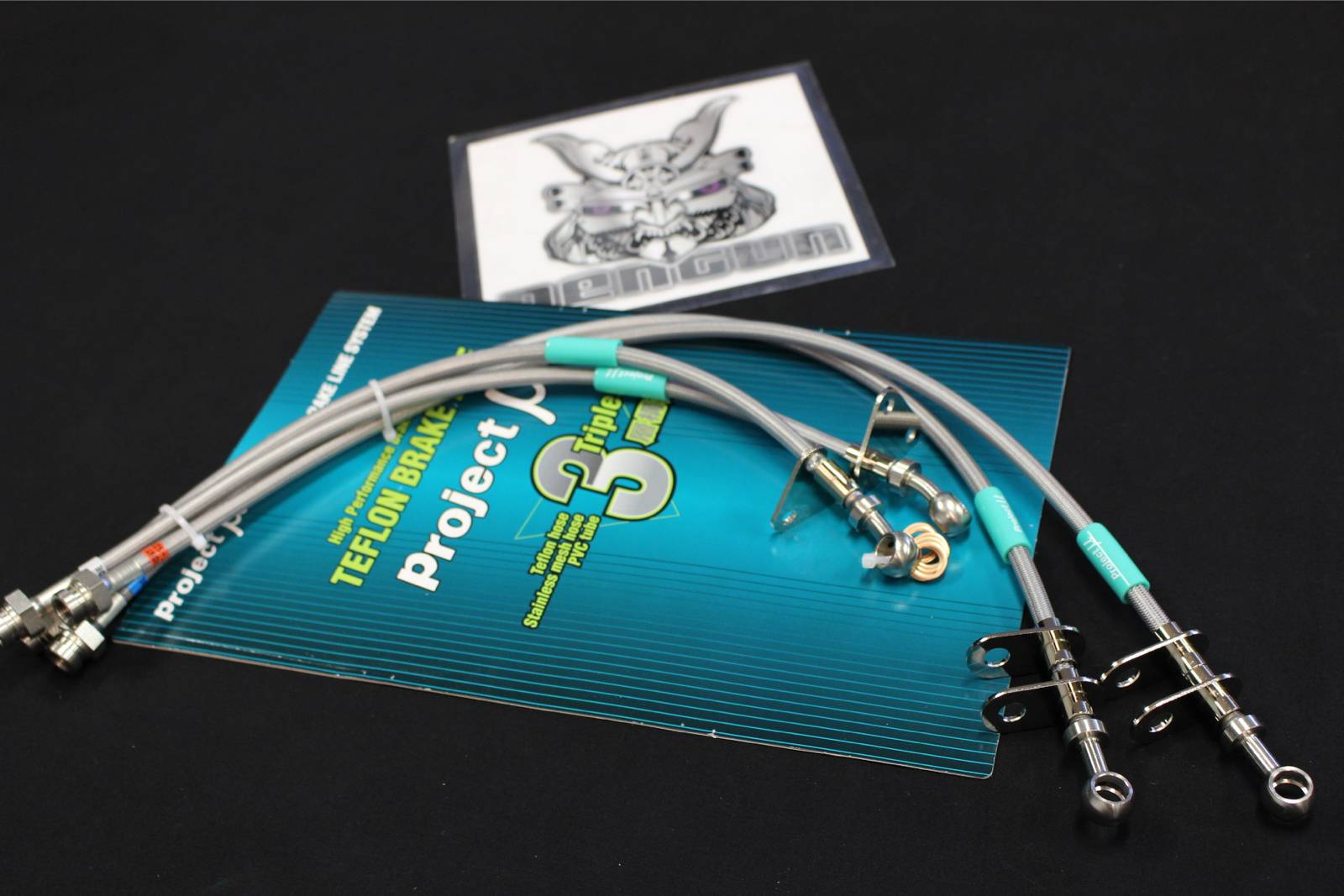 Pro Braking PBF2875-CAR-GRE Front Braided Brake Line Carbolook Hose & Stainless Green Banjos 