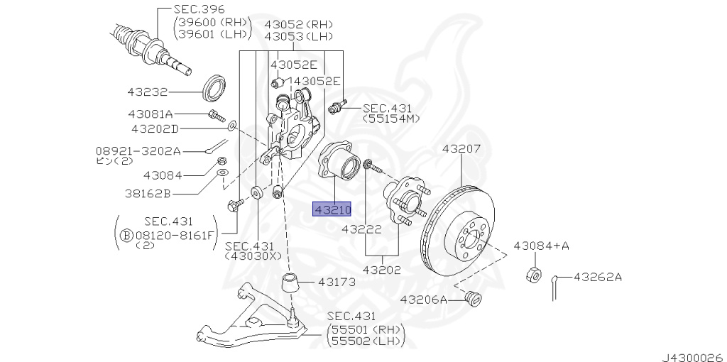 43281-AA300 - Nissan - Wheel Bearing Assembly - Rear Wheel, Left