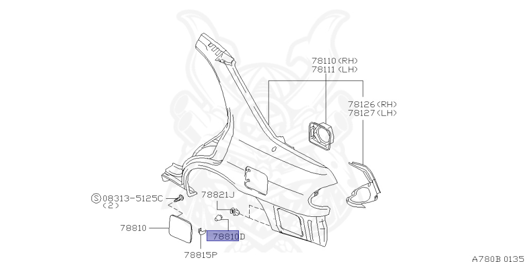 78837-70T00 - Nissan - Bumper Fuel Filler Lid - Nengun Performance