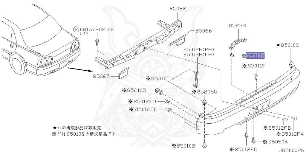 Nissan - Skyline - R34 25GTT - ER34 - 2000 - 25GT TURBO - 4 DOOR SEDAN(4S) - AUTOMATIC-FLOOR SHIFT(AT.F4) - Hi-Cas 2-Link (HI.2WD) - RB25DET