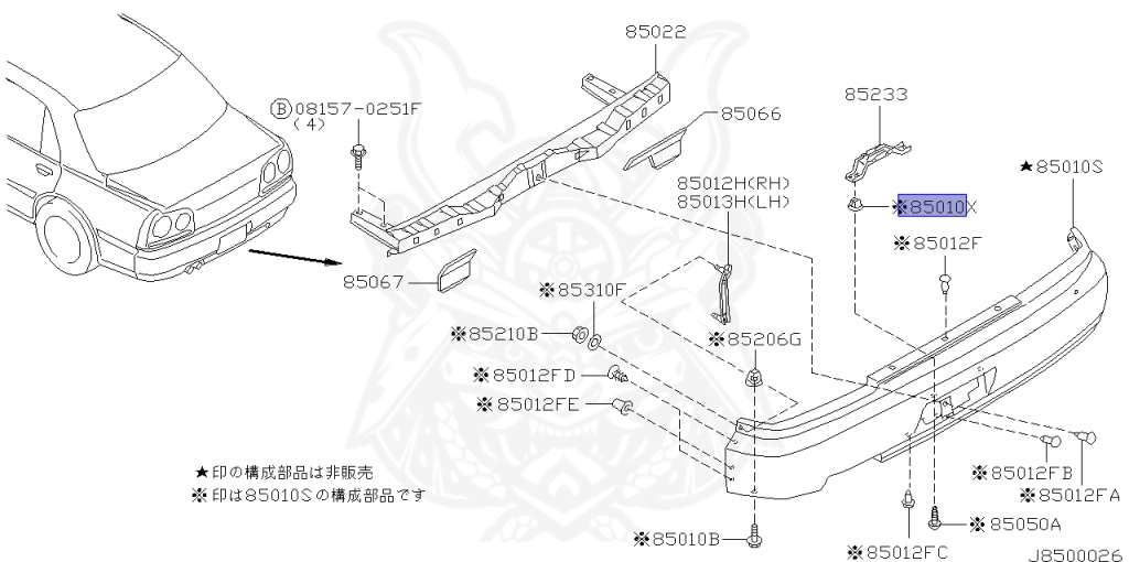 Nissan - Skyline - R34 GT - HR34 - 2000 - 20GT - 4 DOOR SEDAN(4S) - AUTOMATIC-FLOOR SHIFT(AT.F4) - High cast, 2-link (IRS.2WD) - RB20DE