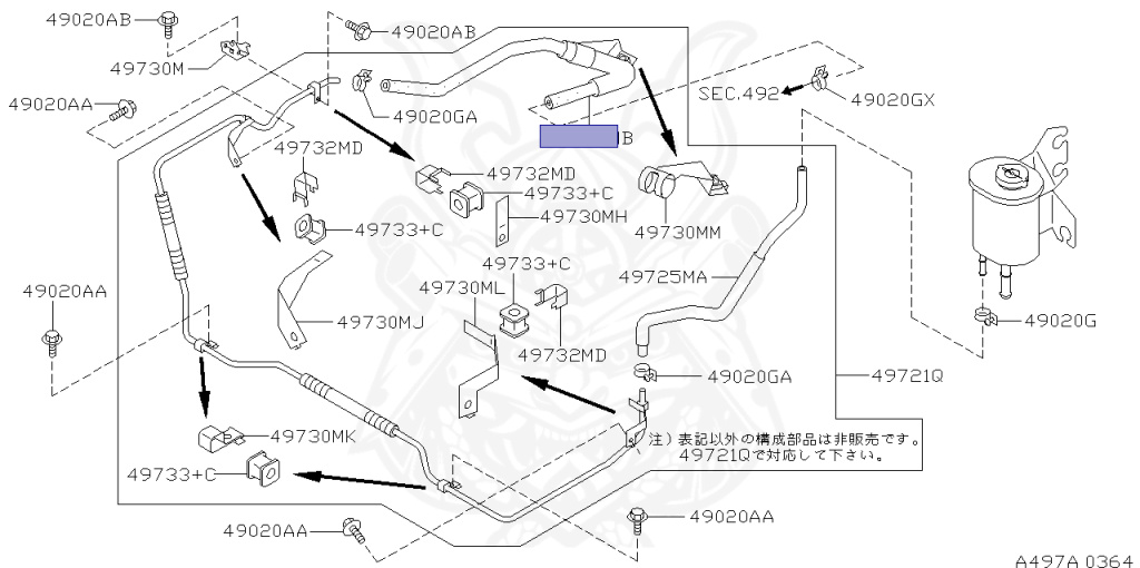 その他 h@nzo 49725-24U11 - Nissan - ps return hose - Nengun Performance