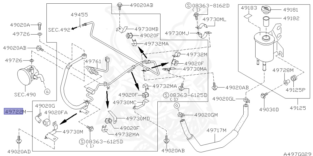49720-24U10 - Nissan - Power Steering Line for High Pressure