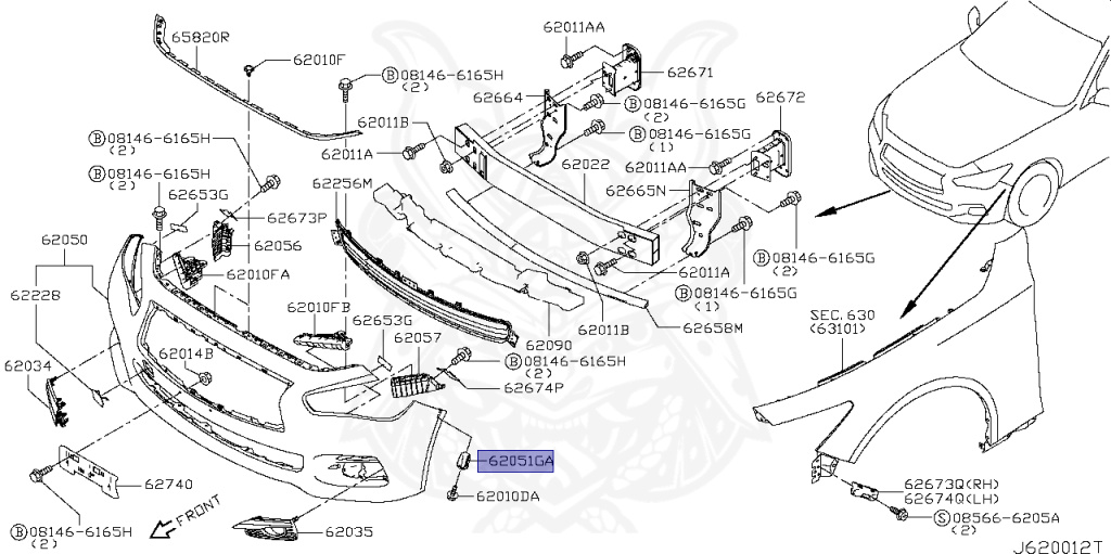 ダイアグラムDiagramボンディングパーカー36★A21231 85099-1EA0A - Nissan - Bumper cover grommet - Nengun Performance