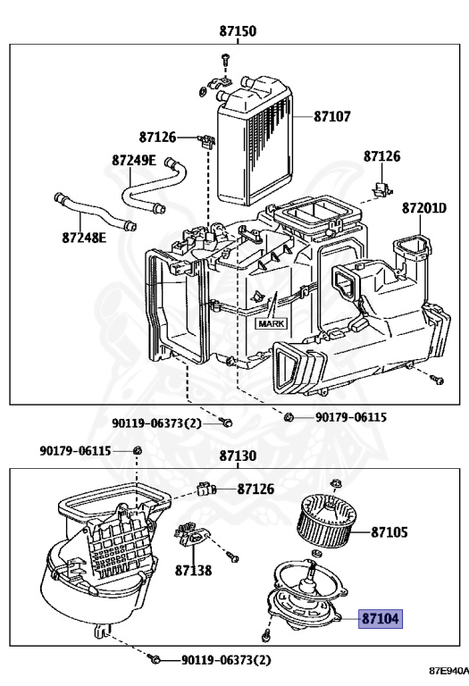 87104-90K00 - Toyota - HEATER BLOWER MOTOR SUB-ASSY - Nengun