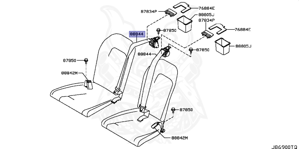 88844-KC10A - Nissan - REAR SEAT BELT ASSEMBLY - Nengun Performance