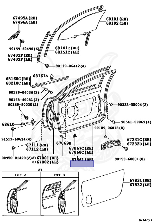 67862-12780 - Toyota - FRONT DOOR WEATHERSTRIP, LH - Nengun