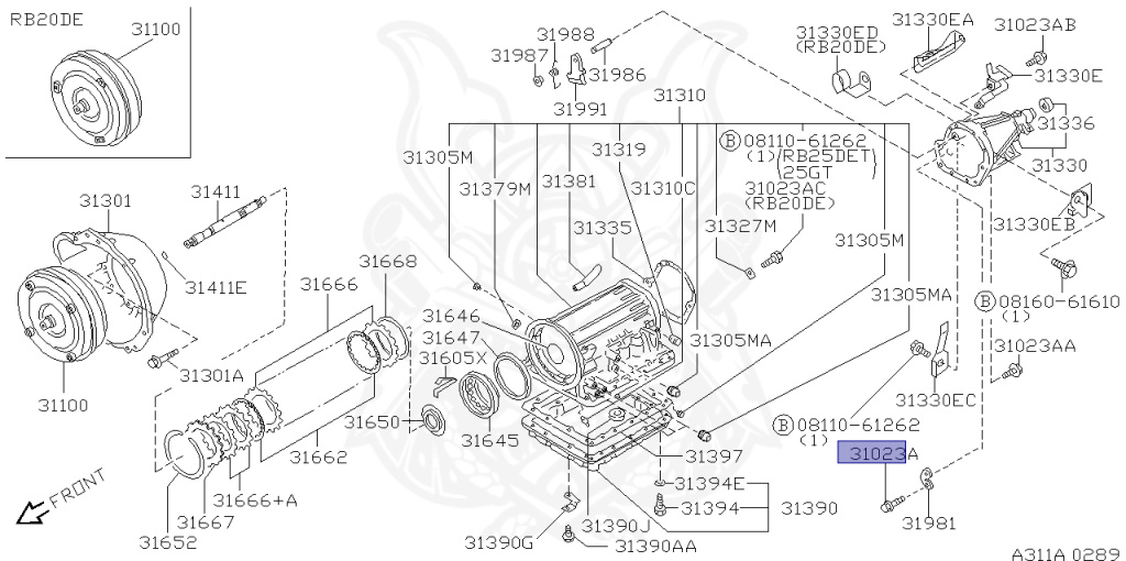 Nissan - Skyline - R34 25GTT - ER34 - 1998 - 25GT TURBO - 2 door hard top (2K) - AUTOMATIC-FLOOR SHIFT(AT.F4) - Hi-Cas 2-Link (HI.2WD) - RB25DET