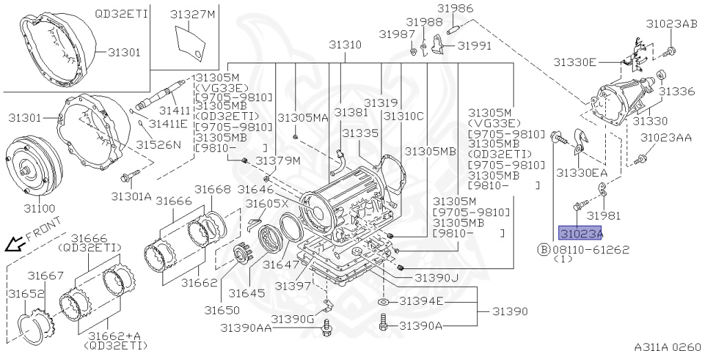 Nissan - Elgrand - E50 - 1997 - "J" SPECIFICATION - HARDTOP(K) - 2 WHEEL DRIVE(2WD) - AUTOMATIC TRANSMISSION(AT) - QD32ETI