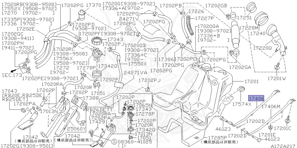 Nissan - Skyline - R33 GTS-t - ECR33 - 1996 - GTS25TM1 - 2 door hard top (2K) - 2 WHEEL DRIVE(2WD) - AUTOMATIC-FLOOR SHIFT(AT.F4) - HICAS - RB25DET
