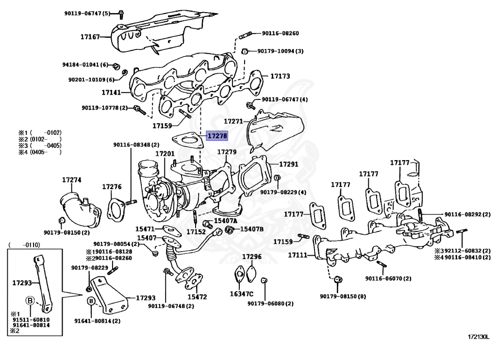 17278-67010 - Toyota - GASKET, TURBO TO EXHAUST MANIFOLD - Nengun