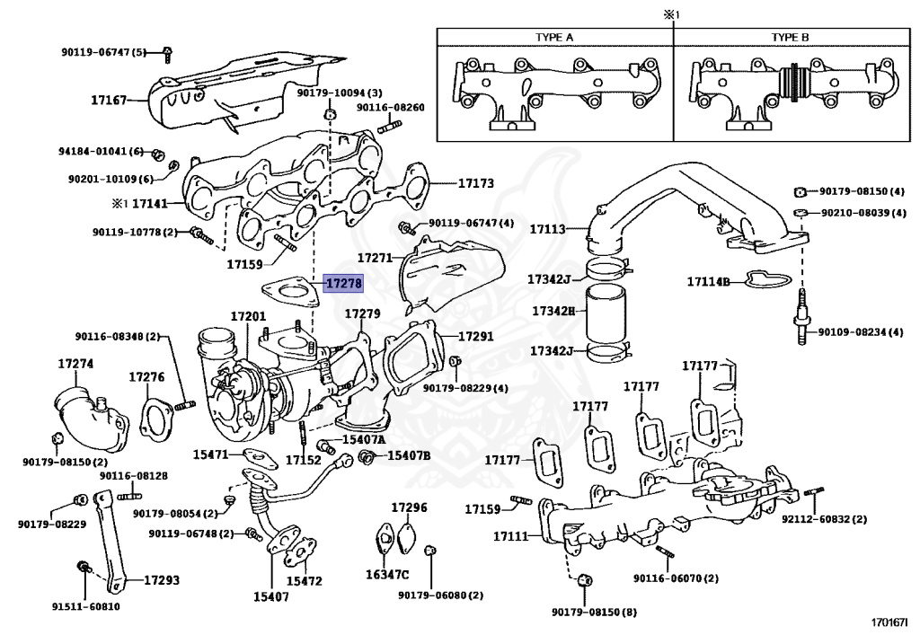 17278-67010 - Toyota - GASKET, TURBO TO EXHAUST MANIFOLD - Nengun