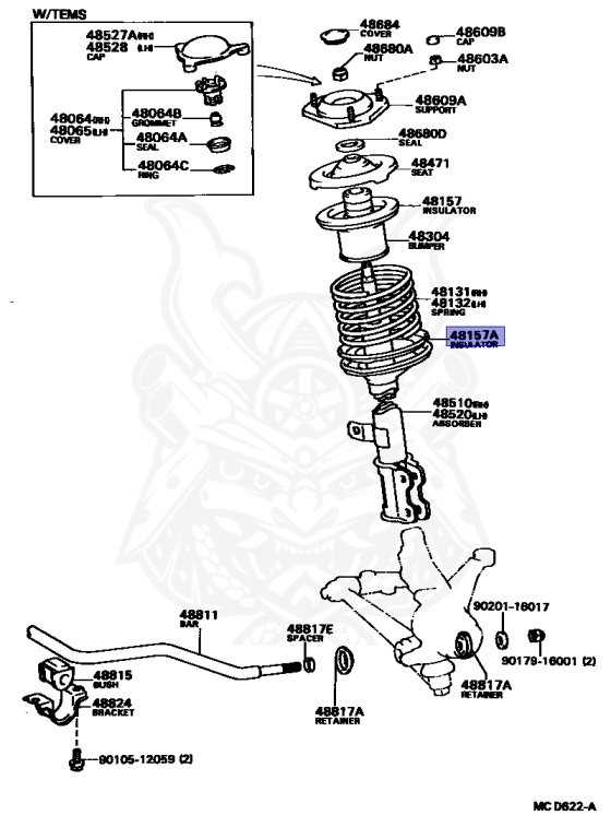 はやし 48158-32020 - Toyota - Insulator, Front Coil Spring, Lower
