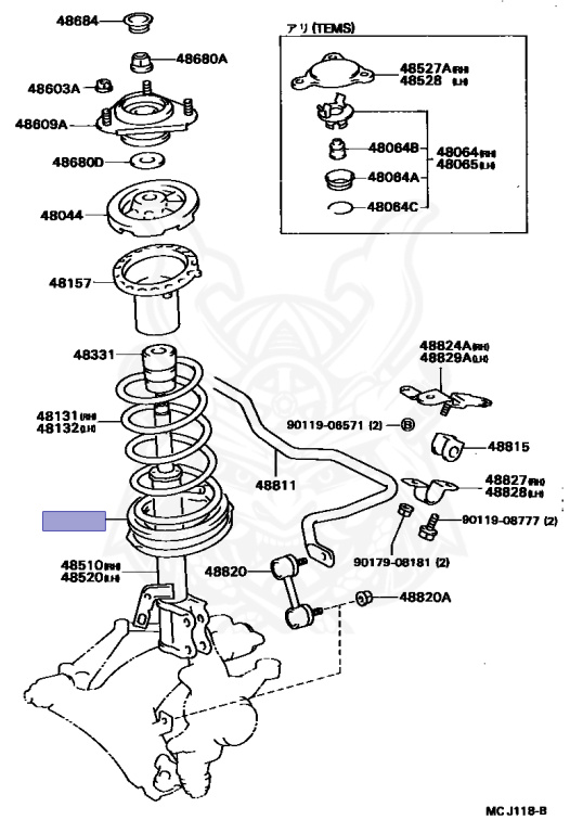 48158-32020 - Toyota - Insulator, Front Coil Spring, Lower