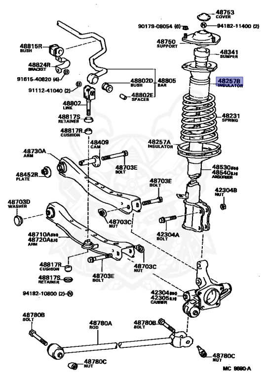 48257-32030 - Toyota - Insulator, Rear Coil Spring, Upper - Nengun