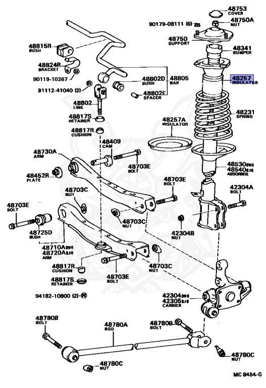 °-° 48257-32030 - Toyota - Insulator, Rear Coil Spring, Upper