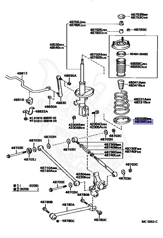 カン 48258-32010 - Toyota - Insulator, Rear Coil Spring, Lower
