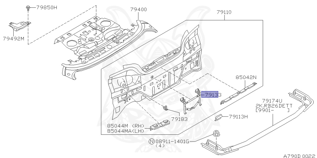 Nissan - Skyline - R34 GT - HR34 - 1998 - 20GT - 2 door hard top (2K) - AUTOMATIC-FLOOR SHIFT(AT.F4) - High cast, 2-link (IRS.2WD) - RB20DE