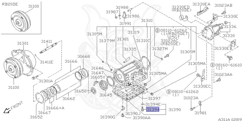 Nissan - Skyline - R34 25GTT - ER34 - 1998 - 25GT TURBO - 4 DOOR SEDAN(4S) - AUTOMATIC-FLOOR SHIFT(AT.F4) - Hi-Cas 2-Link (HI.2WD) - RB25DET