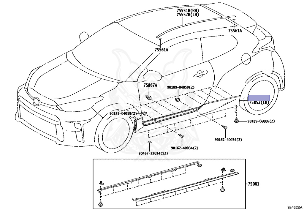 75851-52100-A2 - Toyota - MOULDING, ROCKER PANEL, RH - Nengun