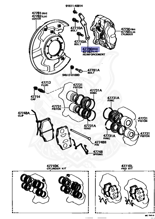 47786-60020 - Toyota - REINFORCEMENT, DUST COVER, RH