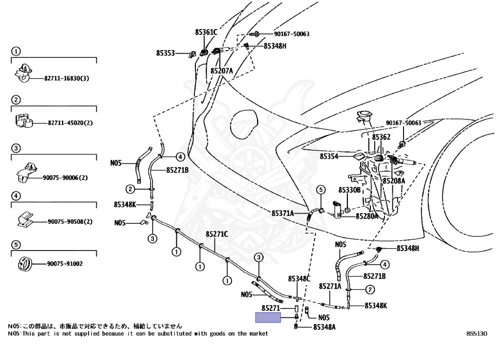 90075-17012 - Lexus - HOSE, HEADLAMP CLEANER - Nengun Performance