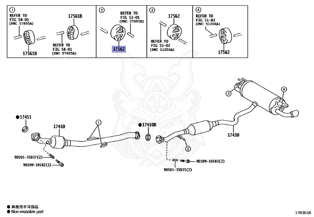 タケ② 1756531050 Genuine Toyota SUPPORT, EXHAUST PIPE, NO.1 17565-31050