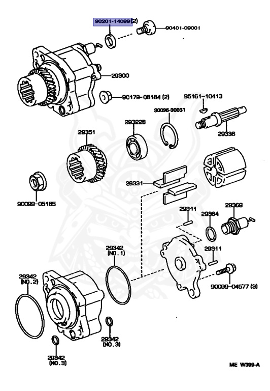 90201-14099 - Toyota - GASKET(FOR VACUUM PUMP UNION) - Nengun