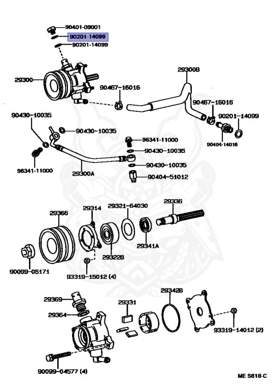 90201-14099 - Toyota - GASKET(FOR VACUUM PUMP UNION) - Nengun