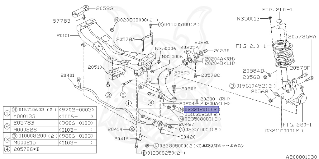 Subaru - Forester - SF5 - Jan-2000 - C20 - Wagon - F4WD - Automatic Transmission - Right hand - EJ20T