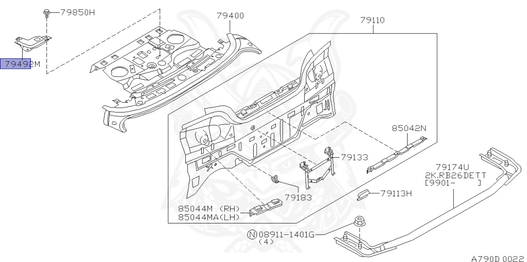 Nissan - Skyline - R34 GT - HR34 - 1998 - 20GT - 2 door hard top (2K) - AUTOMATIC-FLOOR SHIFT(AT.F4) - High cast, 2-link (IRS.2WD) - RB20DE