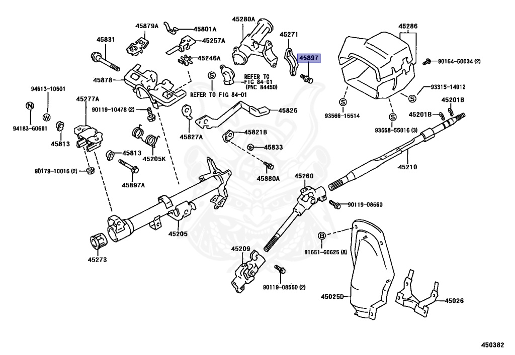 45897-12020 - Toyota - BOLT, TILT STEERING PAWL SET - Nengun
