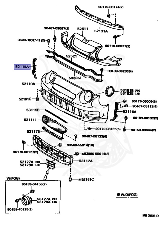 52115-20320 - Toyota - Support, Front Bumper Side, Rh - Nengun