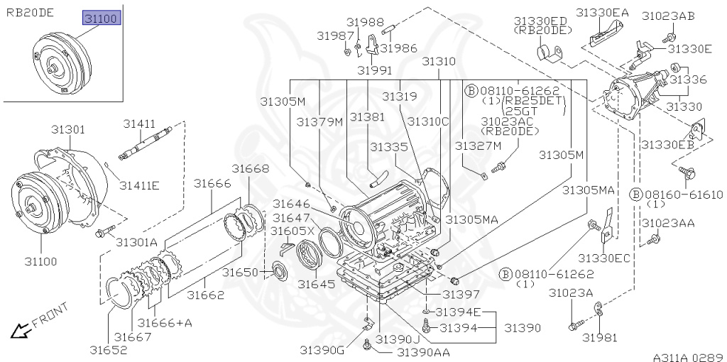 Nissan - Skyline - R34 25GTT - ER34 - 2000 - 25GT TURBO - 2-door hardtop (2K) - AUTOMATIC-FLOOR SHIFT(AT.F4) - Hi-Cas 2-Link (HI.2WD) - RB25DET