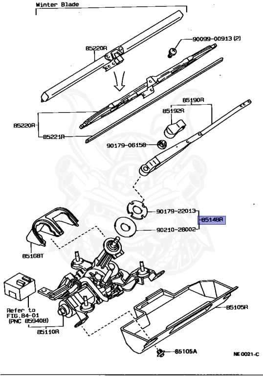 85148-12020 - Toyota - Nut, W / Washer Packing, Rear Wiper Link