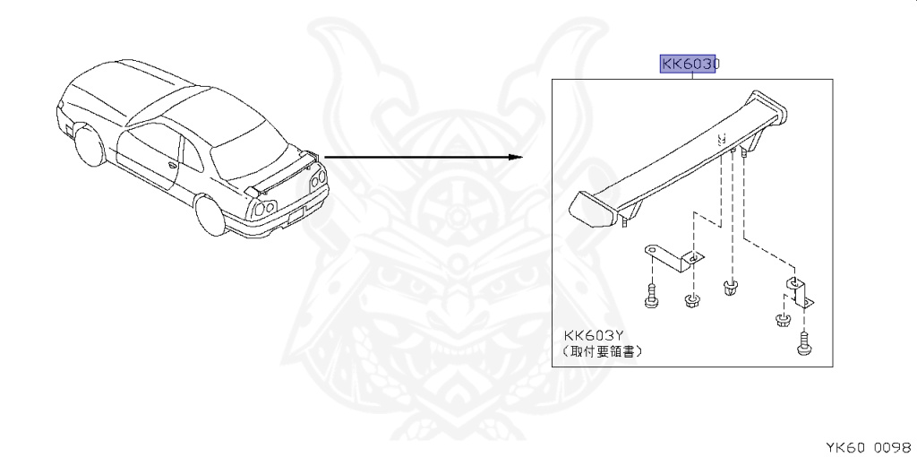 Nissan - Skyline - R34 GT - HR34 - 1999 - 20GT - 2-door hardtop (2K) - AUTOMATIC-FLOOR SHIFT(AT.F4) - No high-speed casters, 2-link drive (IRS.2WD) - RB20DE
