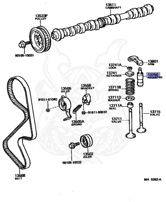 トム 13750-70010 - Toyota - Adjuster Assy, Valve Lash - Nengun