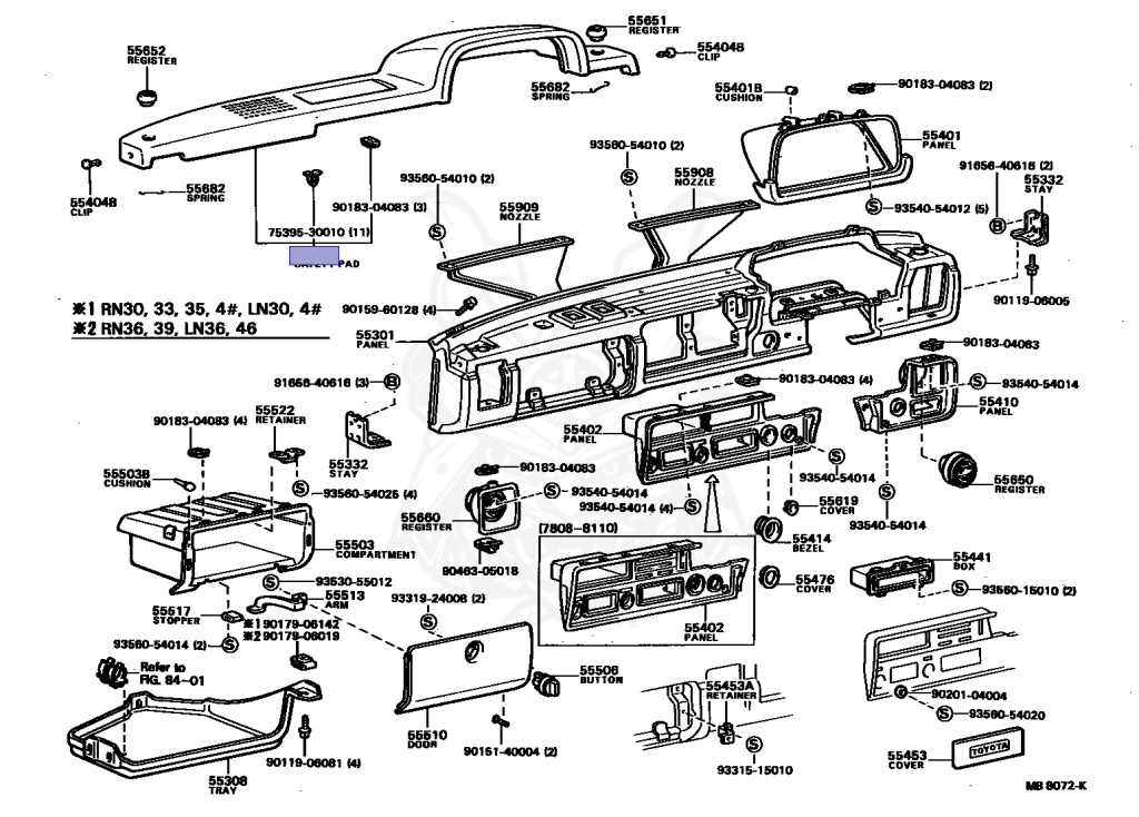 55401-89106-05 - Toyota - Safety Pad Sub-assy, Instrument Panel