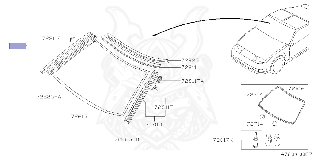 72760-30P00 - Nissan - Molding, Windshield Side Rh - Nengun
