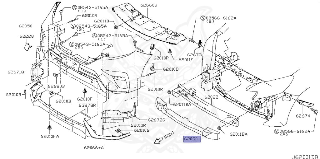 パズル5つセット 62090-5WJ0A - Nissan - Energy Absorber, Front Bumper - Nengun