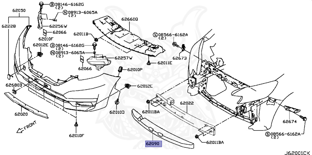 パズル5つセット 62090-5WJ0A - Nissan - Energy Absorber, Front Bumper - Nengun
