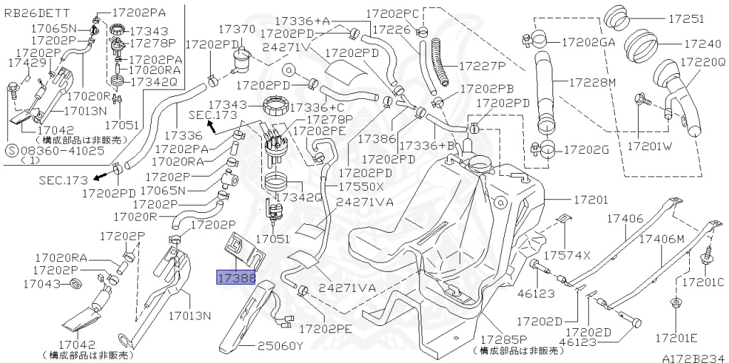 Nissan - Skyline - R34 25GTT - ER34 - 2000 - 25GT TURBO - 4 DOOR SEDAN(4S) - AUTOMATIC-FLOOR SHIFT(AT.F4) - Hi-Cas 2-Link (HI.2WD) - RB25DET