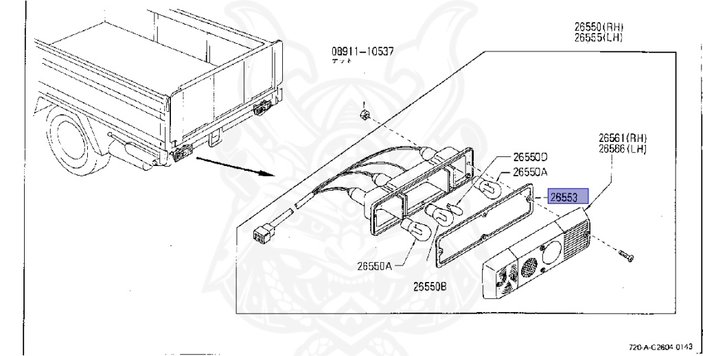 Nissan - Datsun - 720 - 1980 - DELUXE TYPE - Teisho Track (TL) - 2 WHEEL DRIVE(2WD) - 4 SPEED T/M COLUMN SHIFT(R4) - J16S