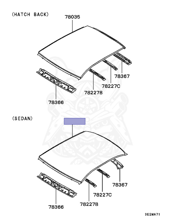 MR208833 - Mitsubishi - Roof Panel (no sunroof opening) - Nengun