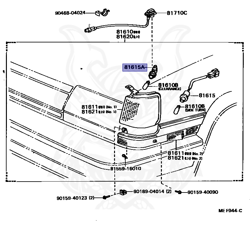 81735-12180 - Toyota - Socket And Wire, Side Turn Signal Lamp