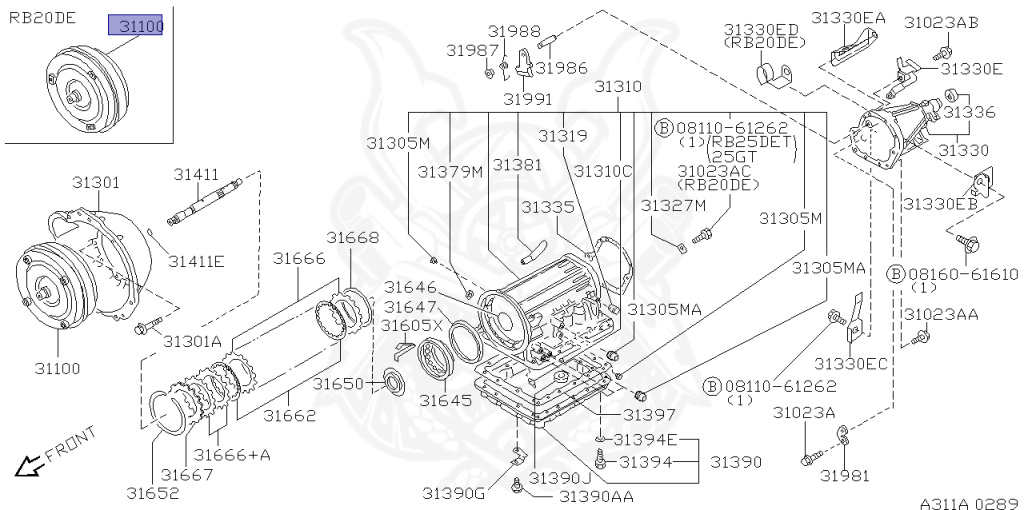 Nissan - Skyline - R34 25GTT - ER34 - 2002 - 25GT TURBO - 4 DOOR SEDAN(4S) - AUTOMATIC-FLOOR SHIFT(AT.F4) - Hi-Cas 2-Link (HI.2WD) - RB25DET